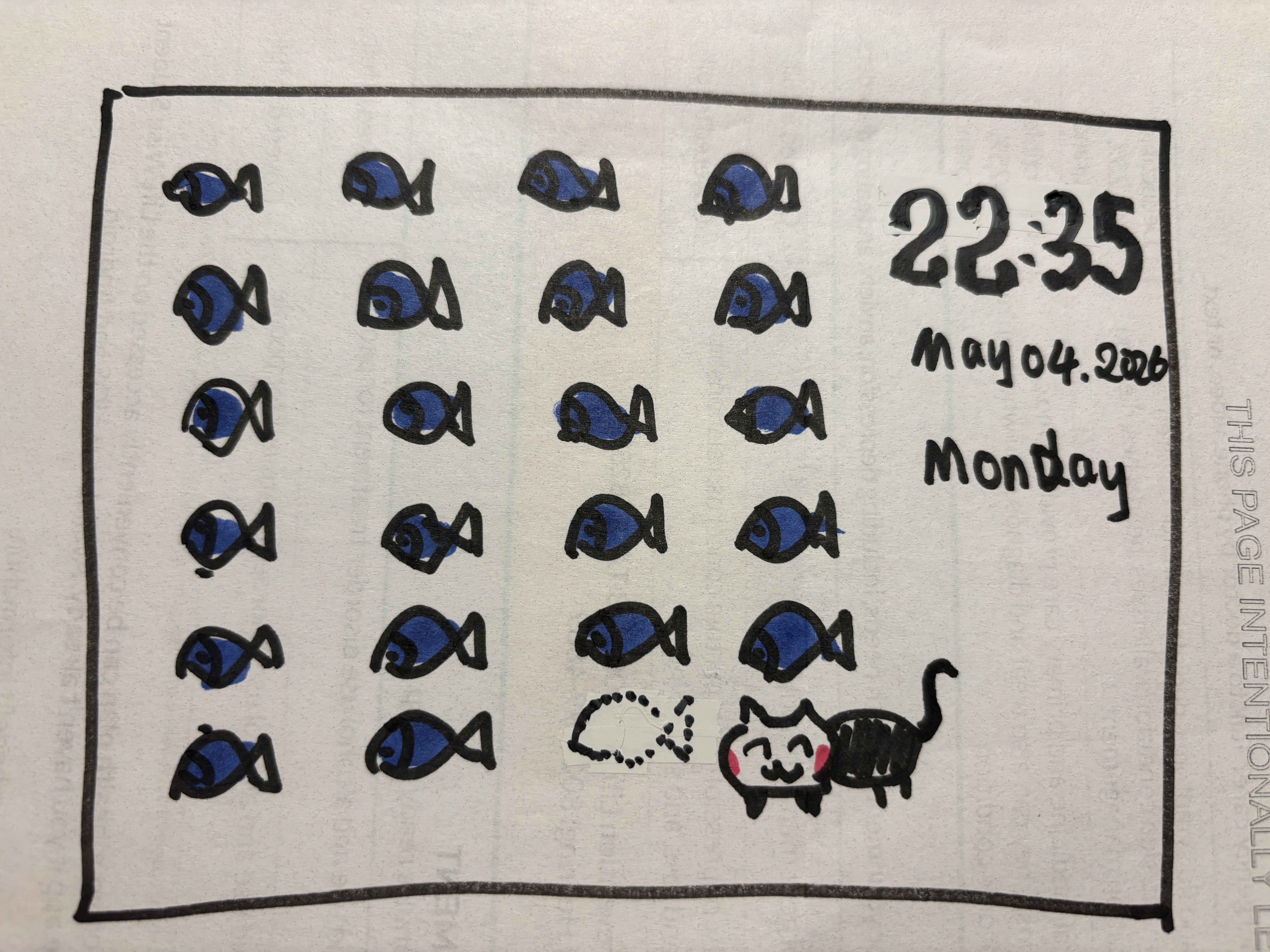 Cat and Fish Clock final digital design