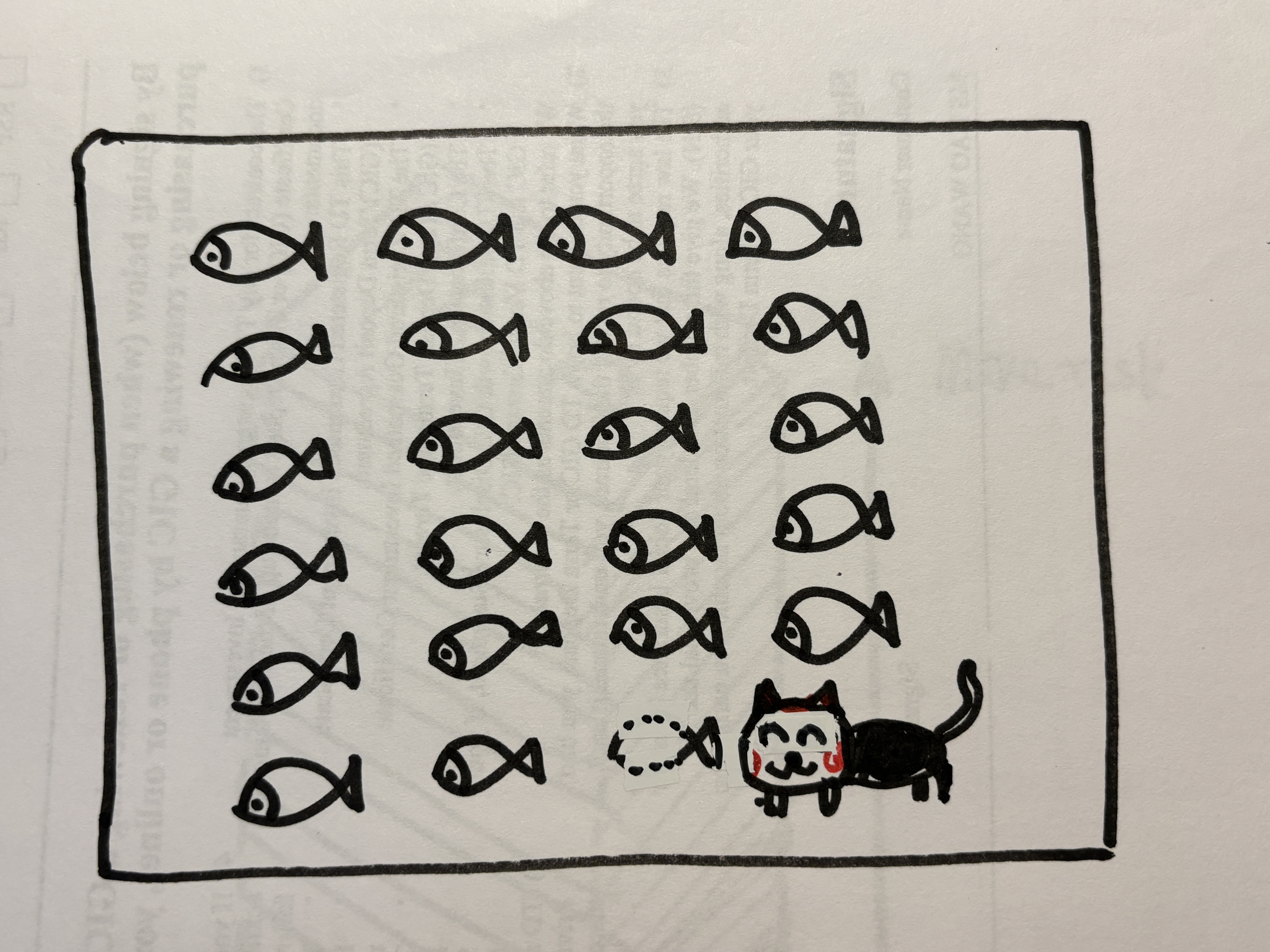 Cat and Fish Clock hand-drawn sketch